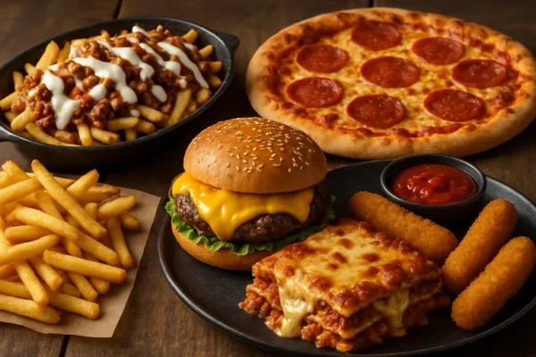 Onweerstaanbaar ongezond avondeten met krokant comfortfood voor je vette trek